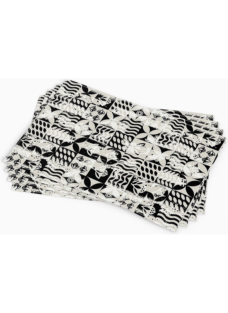 Cango Home - Black Cream Decorative Geometric Patterned Digital Printed R Placemat Set of 4 CGH131-AS - Image 1