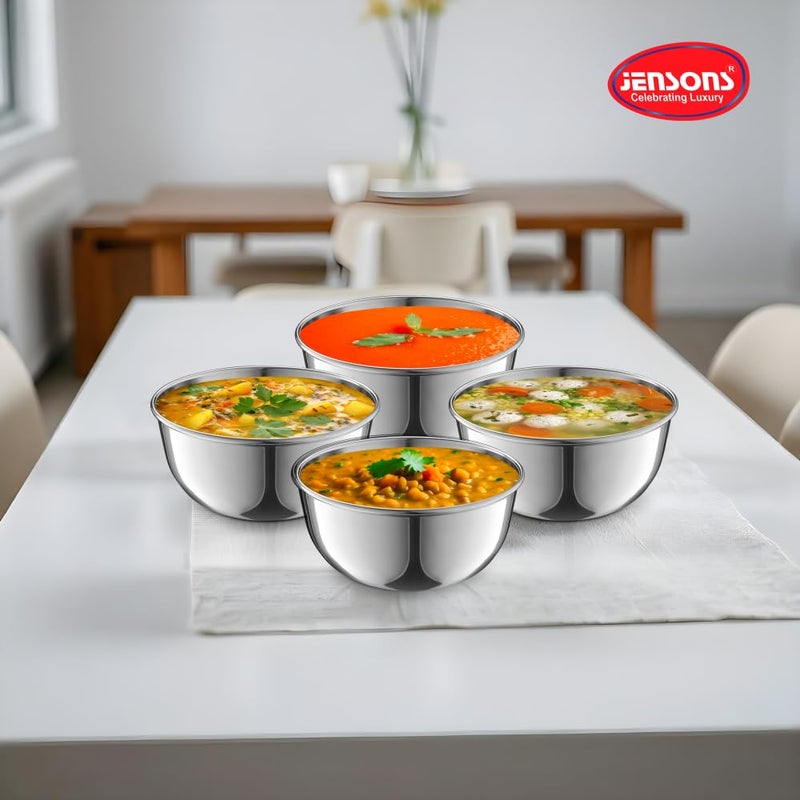 JENSONS Premium Stainless Steel 11cm Curry Bowl 400ml | Dal Bowl | Wati Set of 6 | Serving Dessert Vegetable Soup Wati Vati Bowls Katori Set - Image 4