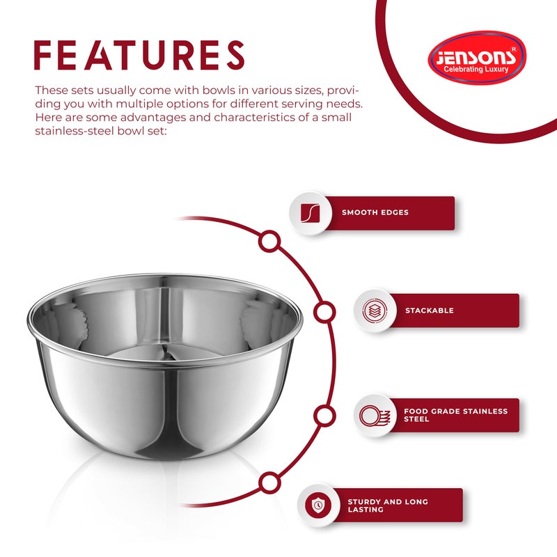 JENSONS Premium Stainless Steel 11cm Curry Bowl 400ml | Dal Bowl | Wati Set of 6 | Serving Dessert Vegetable Soup Wati Vati Bowls Katori Set - Image 3
