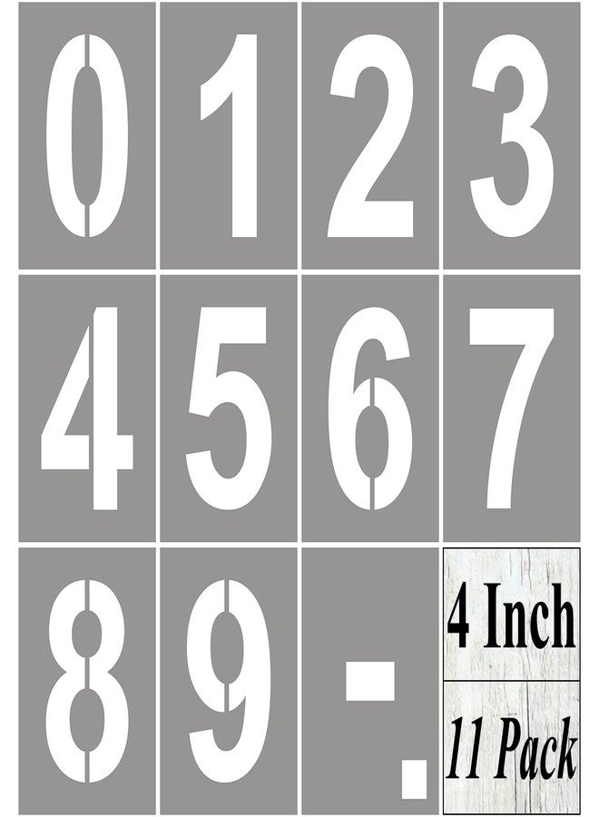REOLAN 4 Inch Large Number Stencils for Painting - 11 Pack Number Stencil Templates for Curb Address, Cakes, Cookies, Mailboxes and Crafts, Reusable House Numbers Stencils for Wood Signs & Cement Wall Art - Image 1
