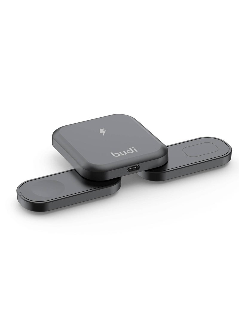 budi Wireless Charger For Apple iPhone 15 14 13 12 Pods And Watch Magnetic Foldable 15W  - Image 3