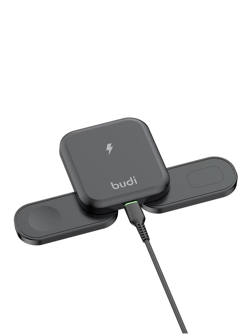 budi Wireless Charger For Apple iPhone 15 14 13 12 Pods And Watch Magnetic Foldable 15W  - Image 4