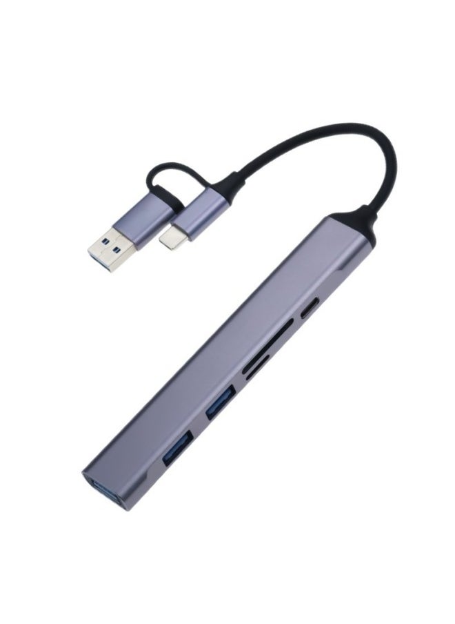 Expansion Dock Type-c Interface One-to-two USB3.0 Five-in-one Multifunctional Docking Station Hub Computer-Number Of Interfaces:Type-c+usb To Sd Tf Card+3usb+pd Fast Charge - Image 1