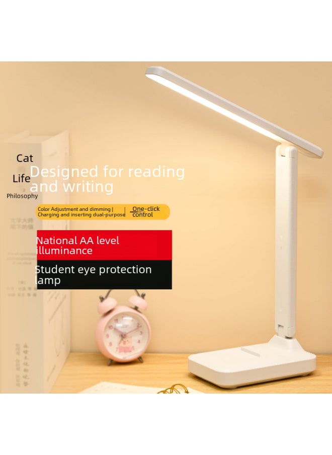 Generic - Usb Rechargeable Touch Control Led Desk Lamp Eye Protection For Reading Studying In Bedroom Specialized Reading Lamp-Color:Large Charging Model [three-color Temperature Upgrade Type-c Charging Port] Line - Image 1