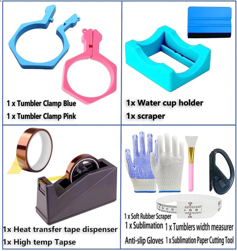 Majreey Sublimation Tumblers Pinch Kits,Pinch Perfect Tumbler Clamp for 20 Oz Sublimation Blanks Tumblers Pinch Perfect Clamp Grip Tool for Sublimation Paper and Glass Supplies (Blue, Pink) - Image 2