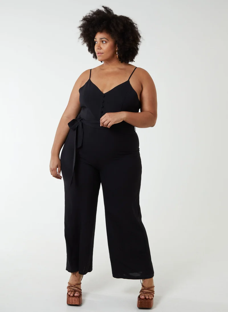 بلو فانيلا Curve Button Front Strappy Jumpsuit
