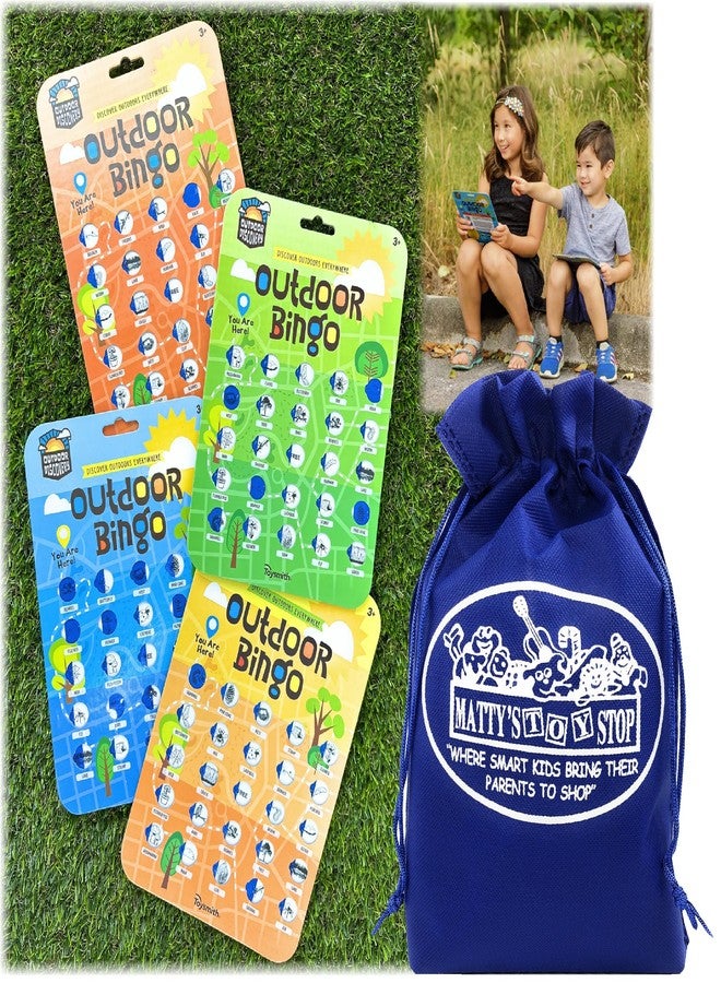 Matty's Toy Stop Toysmith Reusable Outdoor Bingo Cards (Yellow, Blue, Green & Orange) with Bonus Storage Bag - 4 Pack - Image 1