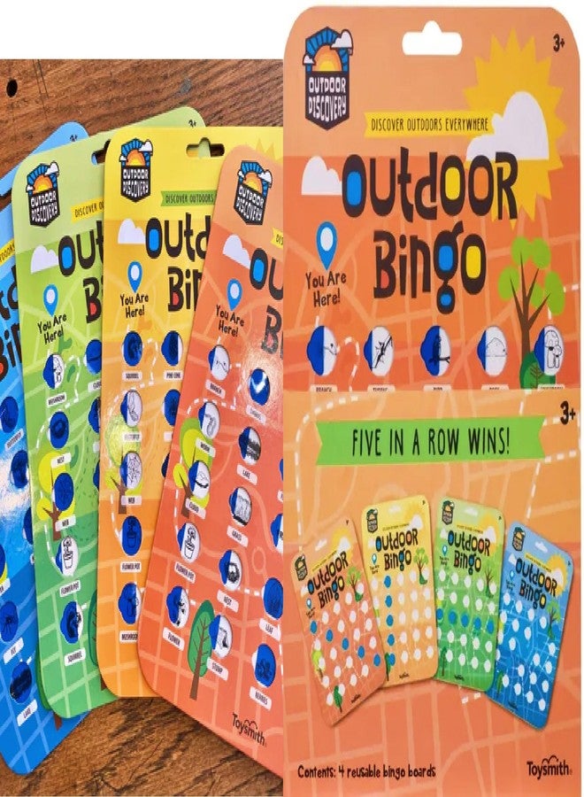 Matty's Toy Stop Toysmith Reusable Outdoor Bingo Cards (Yellow, Blue, Green & Orange) with Bonus Storage Bag - 4 Pack - Image 3