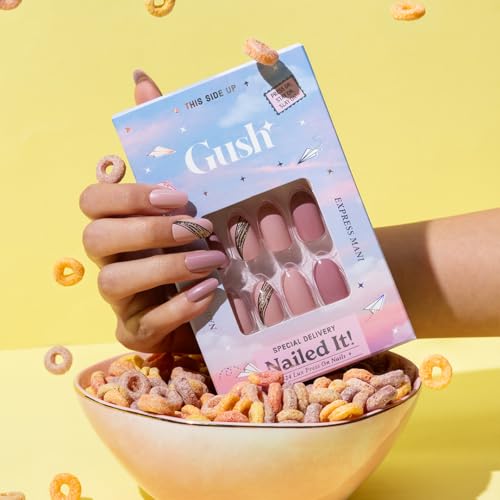 Gush Beauty Press On Nails | Reusable Nail Extensions | Artificial Fake Nails Set | For women (Peony Pinks - Short Round) - Image 2