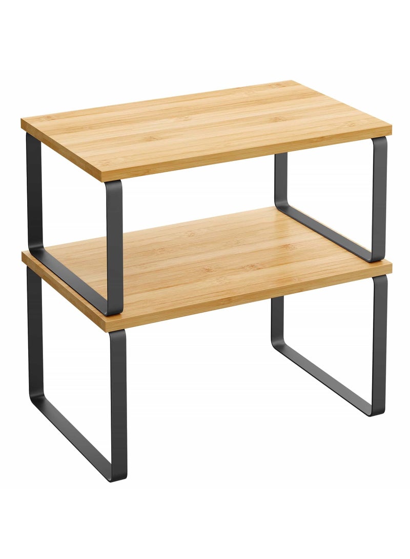 2 sets Kitchen Storage Spice Rack, Stackable, Expandable, Metal and Engineered Wood