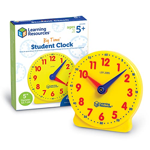 Learning Resources Big Time Student Clock, Teaching & Demonstration Clock, Develops Time and Early Math Skills, Ages 5+, Clock for Learning, 12 Hour,Back to School Gifts - Image 1