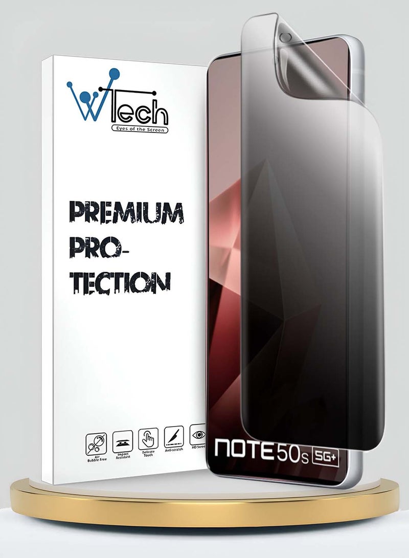 Wtech Infinix Note 50s 5G 2025 Premium Hydrogel Anti Spy / Anti Privacy Film Thin and Flexible Screen Protector (MSHFMP) - Clear - Image 1