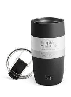 Simple Modern Simple Modern Travel Coffee Mug Tumbler with Flip Lid | Reusable Insulated Stainless Steel Cold Brew Iced Coffee Cup Thermos | Gifts for Women Men Him Her | Voyager Collection | 16oz | Midnight Black  - Image 1