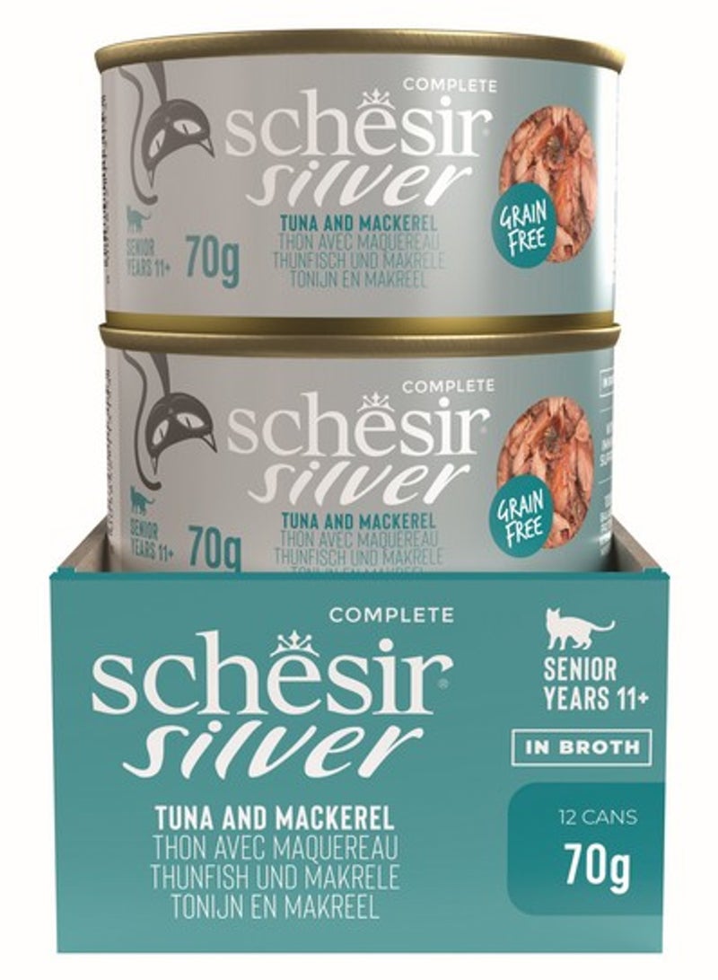 شيسر شيزر سيلفر هولفود كبار السن تونا وماكريل للقطط 70 جم × 12