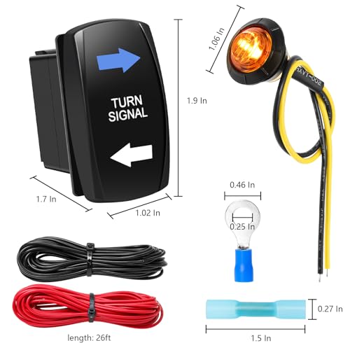 MAIMEIMI UTV Turn Signal Kit with Turn Signal Rocker Switch, ATV Street Legal Kit Compatible for Polaris RZR Ranger Turbo Can-am(Blue Backlight) - Image 4