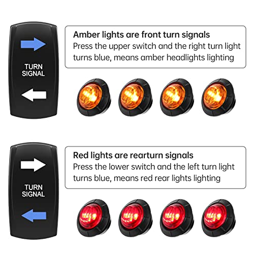 MAIMEIMI UTV Turn Signal Kit with Turn Signal Rocker Switch, ATV Street Legal Kit Compatible for Polaris RZR Ranger Turbo Can-am(Blue Backlight) - Image 3