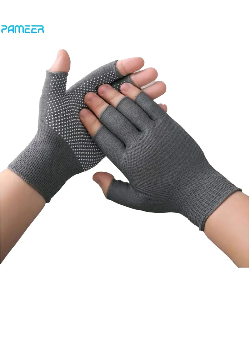 PAMEER 1-Pair Fingerless Gloves, Half Finger Non-slip Breathable Work Gloves, Mens Mittens Gloves, Outdoor Fishing Exercise Driving Cycling Workout Yoga Gloves Fingerless Gloves for Women Men. - Image 1