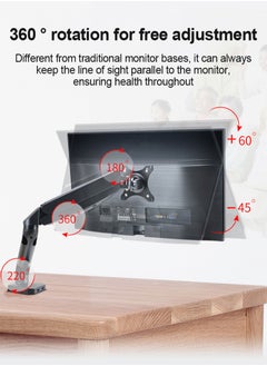 FlashHawk Full Motion Single Monitor Arm Mount Tilt Swivel for 17 to 27 inch Screens with Desk C-clamp  - Image 4