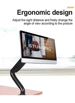 FlashHawk Full Motion Single Monitor Arm Mount Tilt Swivel for 17 to 27 inch Screens with Desk C-clamp  - Image 5