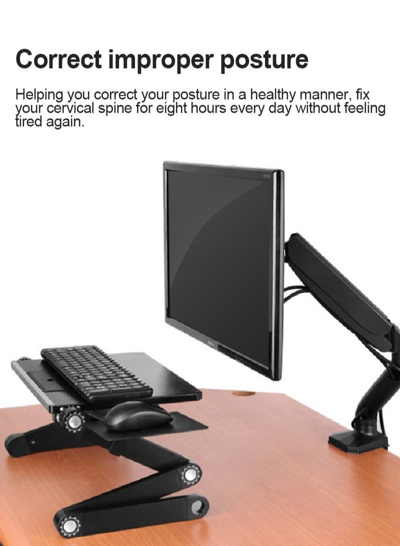 FlashHawk Single Monitor Mount, Gas Spring Monitor Arm for 17-27 inch Screens, Adjustable Computer Monitor Stand up to 9kg, with Clamp and Grommet Base, Mounting Holes 75 and 100mm, Black - Image 3