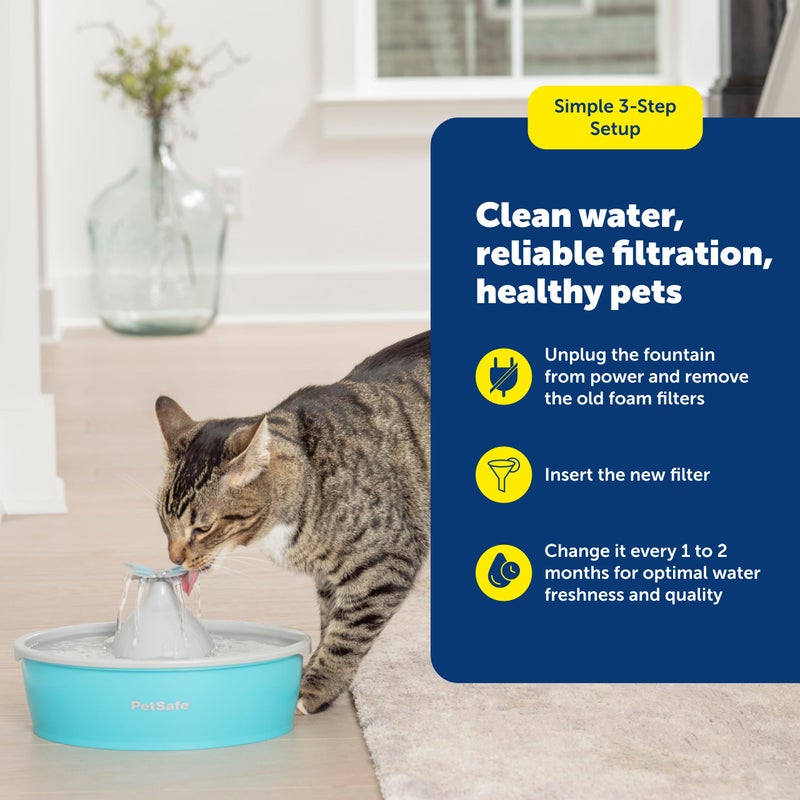 PetSafe Drinkwell Replacement Foam Filters - Improves Water Cleanliness - Protects Pump - Catches Hair & Debris - Compatible with Ceramic, Stainless, & Plastic Pet Fountains - Image 5