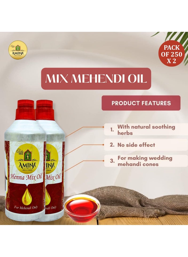Amina Henna Mahendi Mix Oil (Nilgiri oil, Saniya oil, Mysore Suratiya Oil & Rosha Oil ) For Making Mahendi cones Dark Color - (250 ml x Pack Of 2) - Image 3