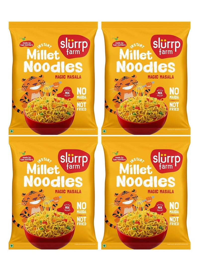 Slurrp Farm Instant Noodles Magic Masala Not Fried Millet Noodles 57g pack of 4 - Image 1