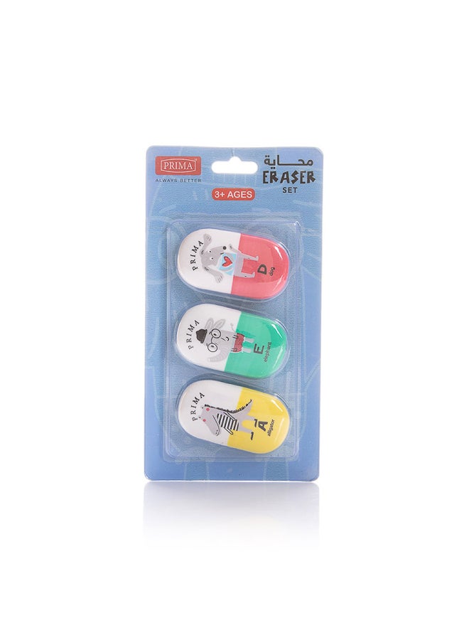 بريما مجموعة محايات 3 قطع، محايات مطاطية عالية الجودة للمسح بدون لطخات للطلاب والفنانين والمكاتب | تصميم مريح لمسكة مريحة ودقة في الرسم - Image 1