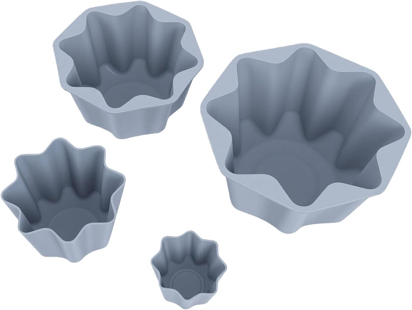 User friendly optimized build ZJchao Silicone Muffin Cups Set of 4 Reusable Non Stick Baking for Cupcakes with Food Grade Material Heat Dishwasher Safe (grey) Light & heavy use compatible UV resistant