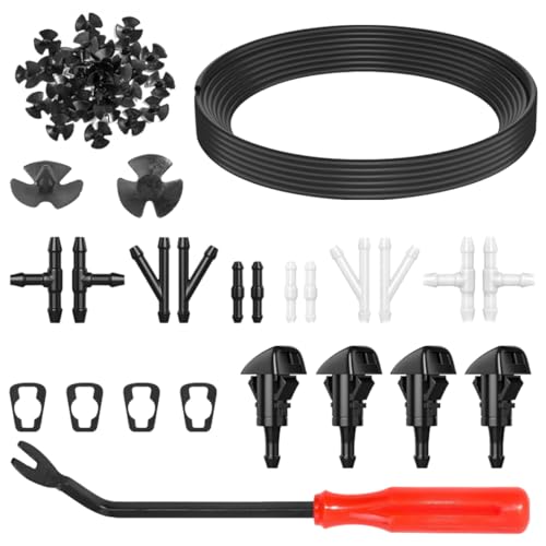 ZIMISI 52 In 1 Windshield Washer Nozzles Kit Including 157 Inch Fluid Hose 12 Connectors 4 Sprayer Nozzles 30 Hood Insulation Retainers Window Washer Nozzle Hose Replacement for Most Cars - Image 1