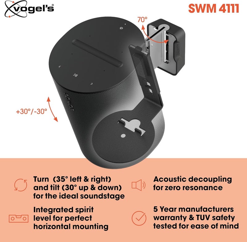 فوجيلز حامل حائط مكبر الصوت SWM 4111 لـ Sonos ERA 100 (لون أسود) - Image 4