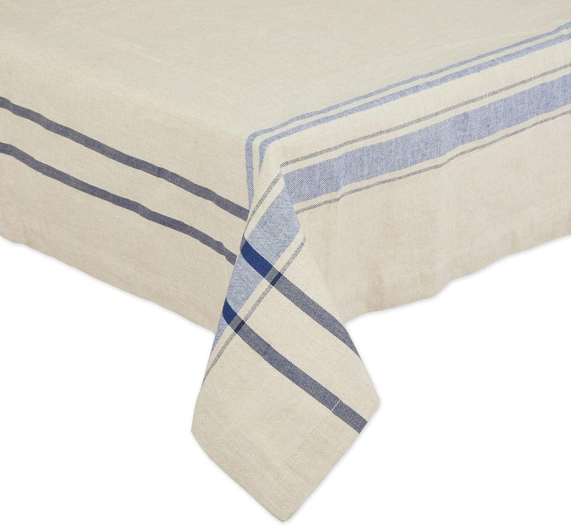DII 100% Cotton, Machine Washable, Everyday French Stripe Kitchen Tablecloth For Dinner Parties, Summer & Outdoor Picnics - 60x120" Seats 10 to 12 People, Nautical Blue - Image 2