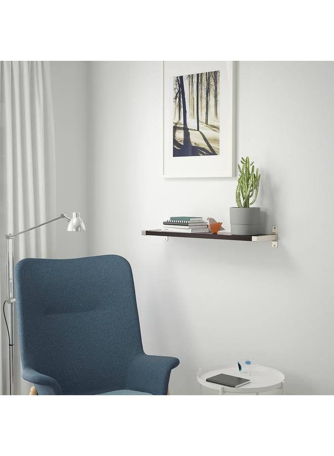 زبون رف حائط، بني-أسود/مطلي بالنيكل، 80×20 سم - Image 3