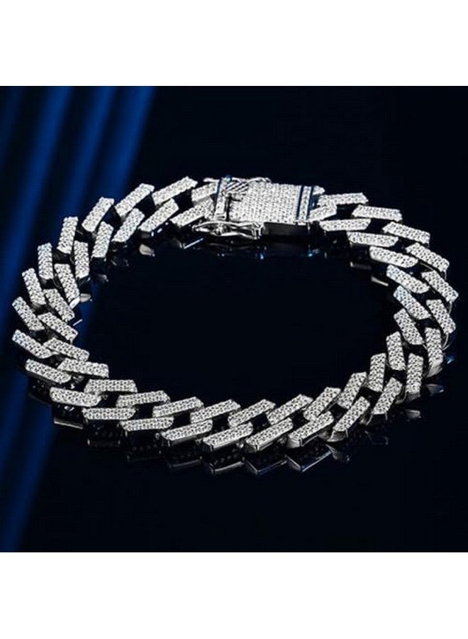 MIAMI Mc Stan bracelet for men Cuban Link Chain Silver Bracelet for boys Women girls gents Bracelets Iced Cubic Zirconia Stone diamond chain Bracelets Stainless Steel Ice Stylish Rapper M506 - Image 4