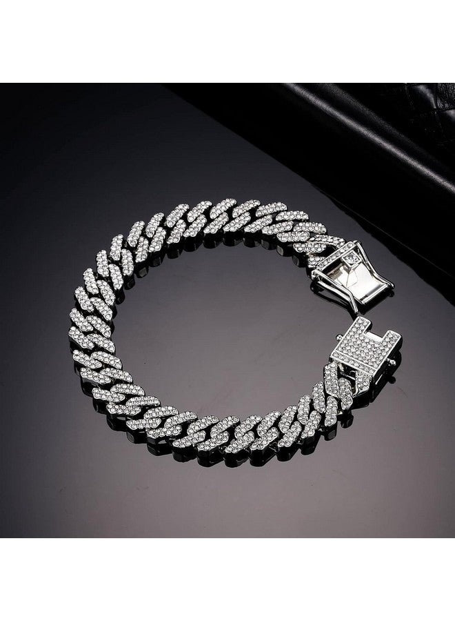 MIAMI Mc Stan bracelet for men Cuban Link Chain Silver Bracelet for boys Women girls gents Bracelets Iced Cubic Zirconia Stone diamond chain Bracelets Stainless Steel Ice Stylish Rapper M506 - Image 2