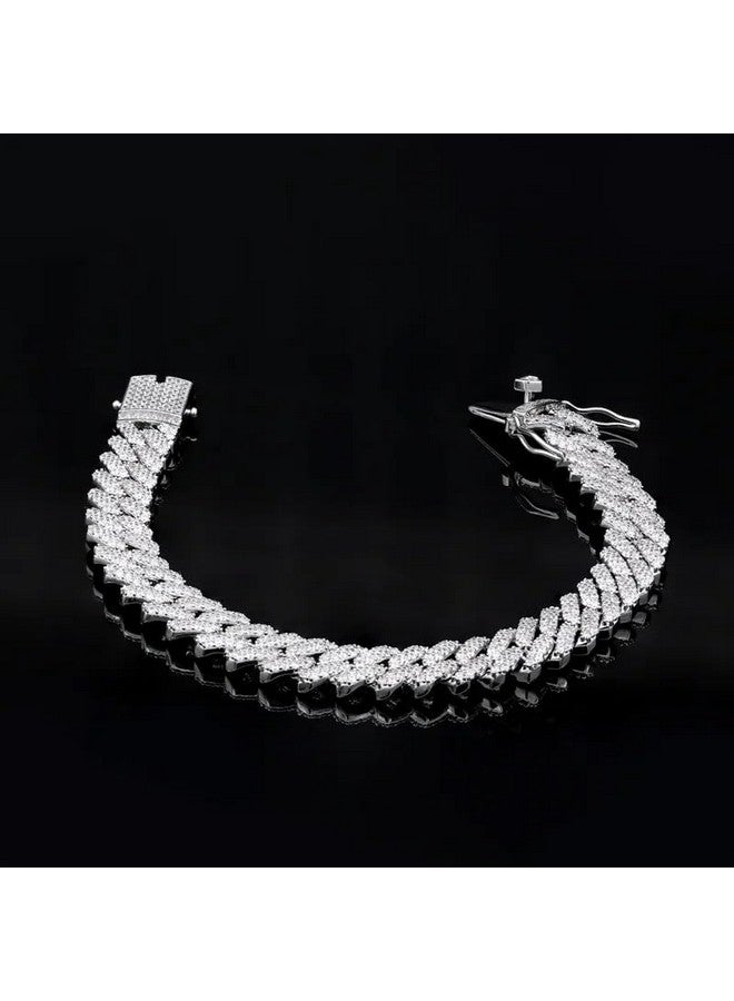 MIAMI Mc Stan bracelet for men Cuban Link Chain Silver Bracelet for boys Women girls gents Bracelets Iced Cubic Zirconia Stone diamond chain Bracelets Stainless Steel Ice Stylish Rapper M506 - Image 5