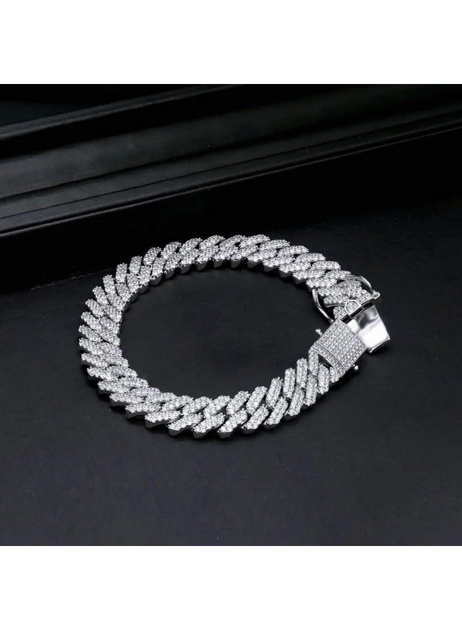 MIAMI Mc Stan bracelet for men Cuban Link Chain Silver Bracelet for boys Women girls gents Bracelets Iced Cubic Zirconia Stone diamond chain Bracelets Stainless Steel Ice Stylish Rapper M506 - Image 3