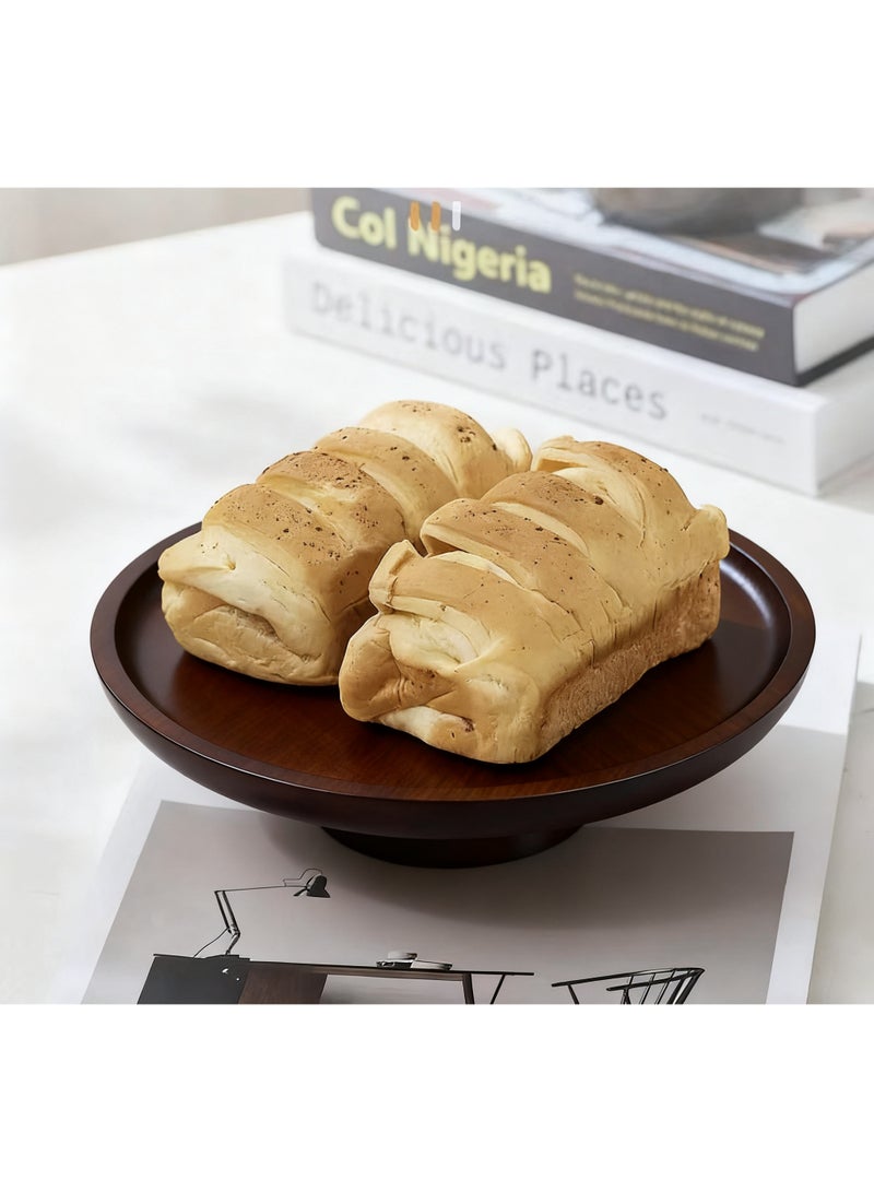 Round Wooden High Leg Tray, High Leg Fruit Tray,High Leg Tea/Coffee Tray,Dessert Table Display Rack,Stand Home Decoration Tray, Perfect for Restaurants, Parties, Festivals, Events,5.9*5.9*2.35Inch,Brown. - Image 2