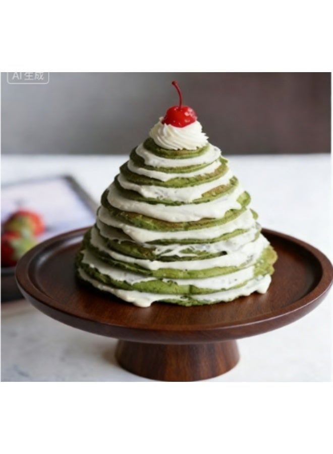 Round Wooden High Leg Tray, High Leg Fruit Tray,High Leg Tea/Coffee Tray,Dessert Table Display Rack,Stand Home Decoration Tray, Perfect for Restaurants, Parties, Festivals, Events,5.9*5.9*2.35Inch,Brown. - Image 4