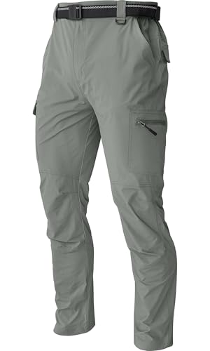 AREOUTS Mens Cargo Work Hiking Pants Lightweight Water Resistant Quick Dry Fishing Travel Camping Outdoor Breathable Multi Pockets Sage Green XL - Image 1