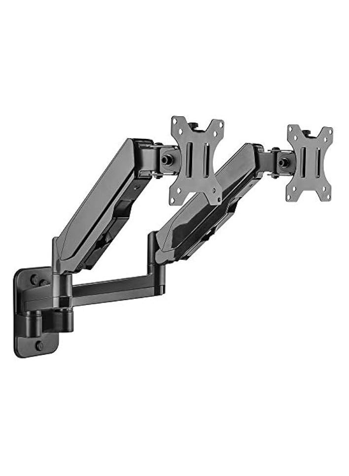 erorex Dual Monitor Wall Mount Bracket - Double Computer Monitor Wall Mount With Two Height Adjustable Full Motion Arms Tilt up to 17" - 32" Inch Screens with 75, 100 VESA Patterns, 19.8 Lb Per Arm - Image 1