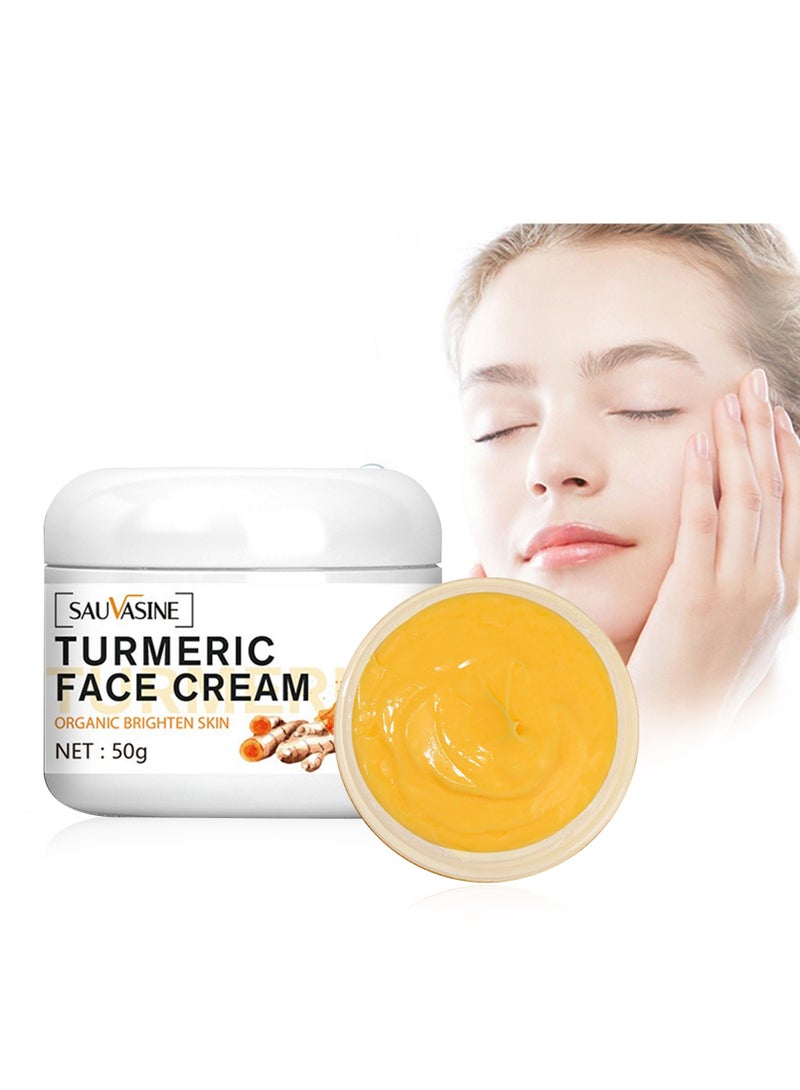 SAUVASINE Turmeric Face Cream for Face & Body, All Natural Brightening Facial Moisturizer, Hydrating Dark Spot Remover, Anti-Aging Face Repair Cream, Fights Acne, Evens Tone 50g  - Image 1