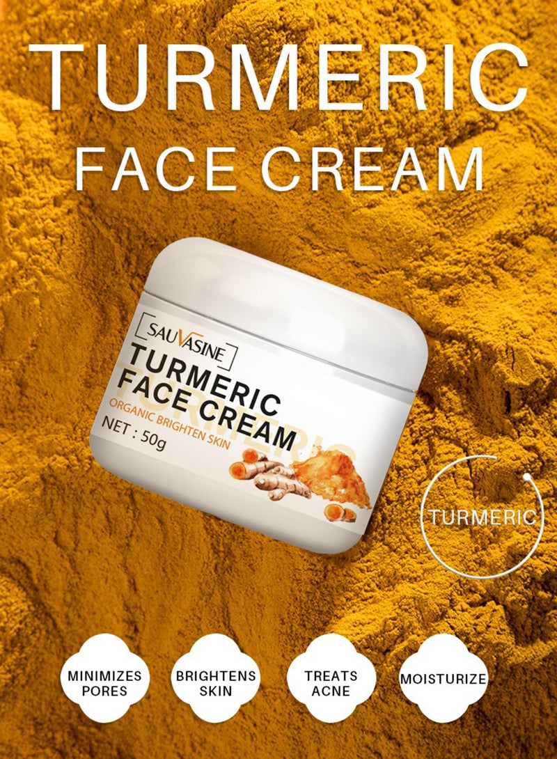 SAUVASINE Turmeric Face Cream for Face & Body, All Natural Brightening Facial Moisturizer, Hydrating Dark Spot Remover, Anti-Aging Face Repair Cream, Fights Acne, Evens Tone 50g  - Image 2