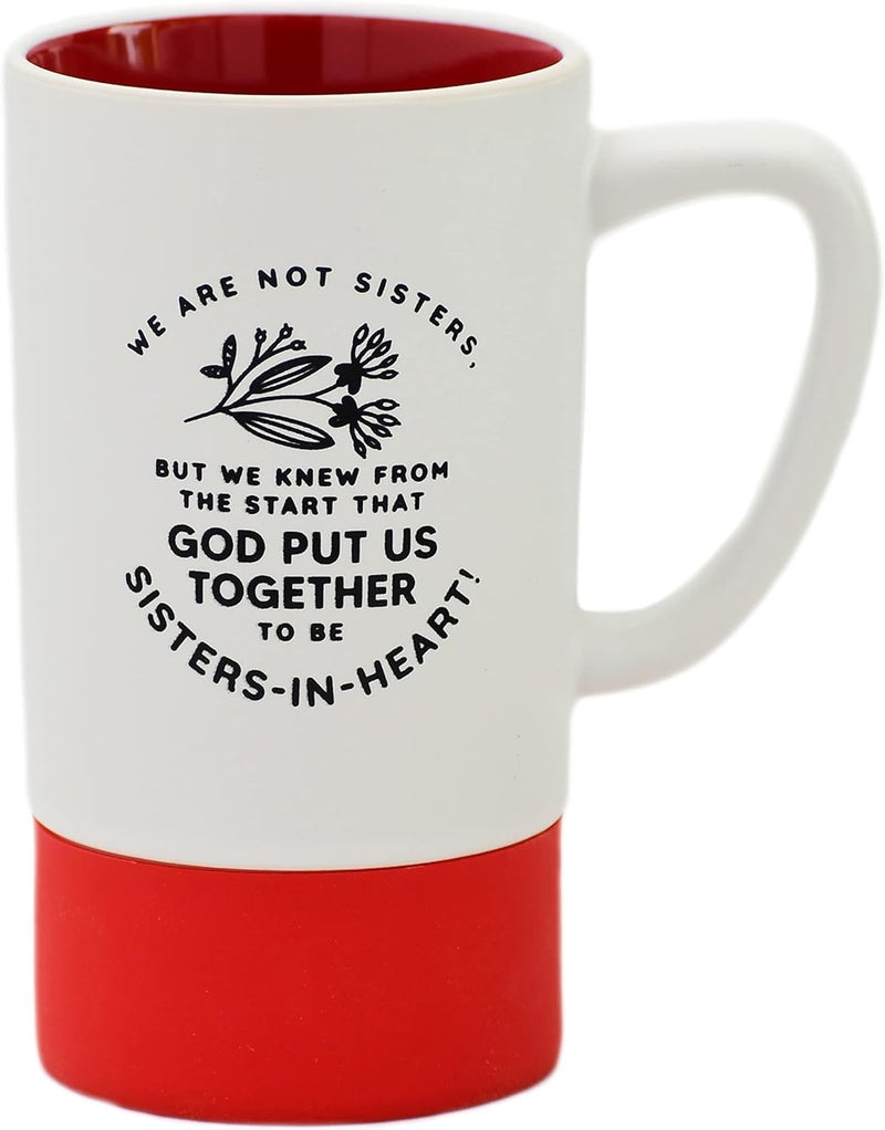 Dexsa Ceramic Designer Coffee Mug  We are not sisters but we knew from the start that God put us together to be SistersInHeart  16 oz  Heat Resistant Silicone  Dishwasher and Microwave Safe - Image 1