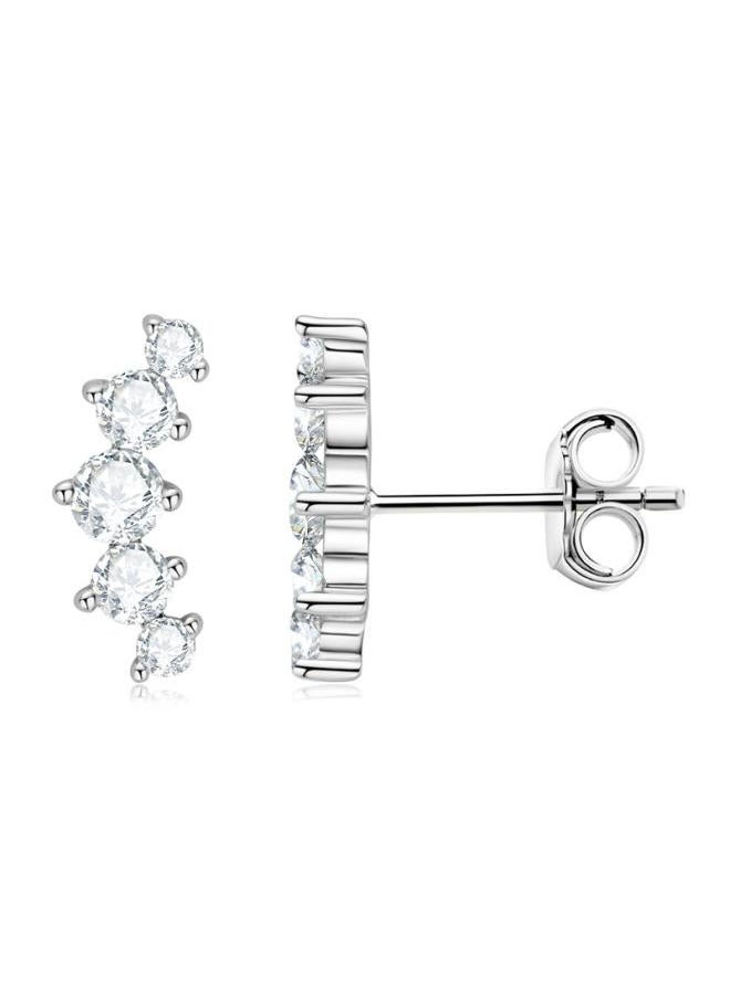 نيبمينينت Advanced Sense Moissanite Earrings Arc Five Stone 925 Sterling Silver K Gold Electroplated Ear Jewelry 