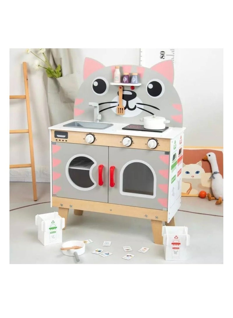 Pikkaboo Woody Buddy Cat Kitchen Pink - Image 2