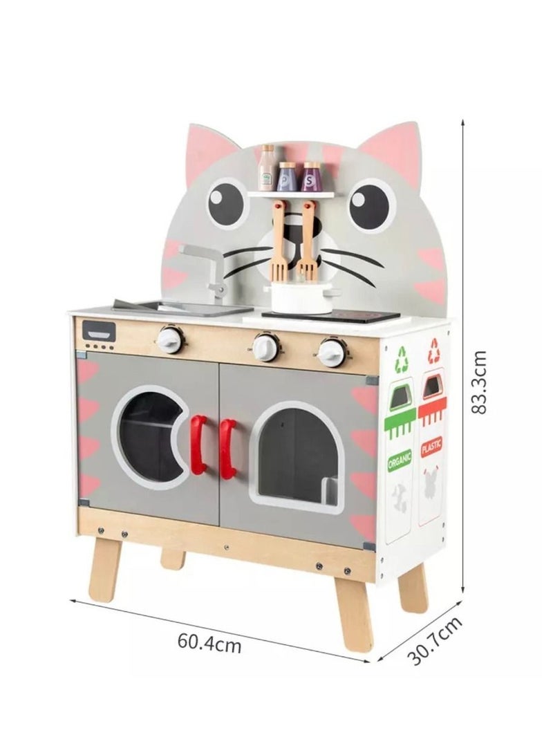 Pikkaboo Woody Buddy Cat Kitchen Pink - Image 1