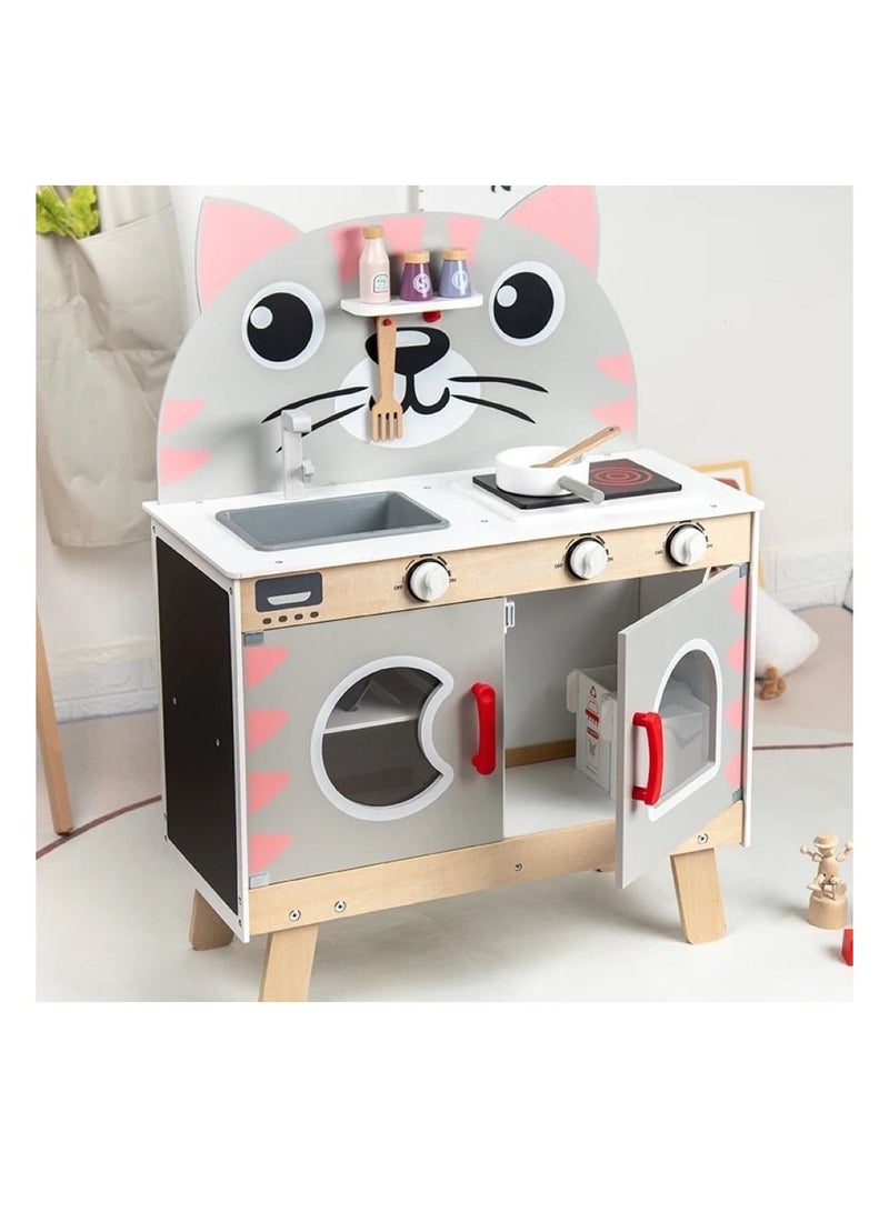 Pikkaboo Woody Buddy Cat Kitchen Pink - Image 3