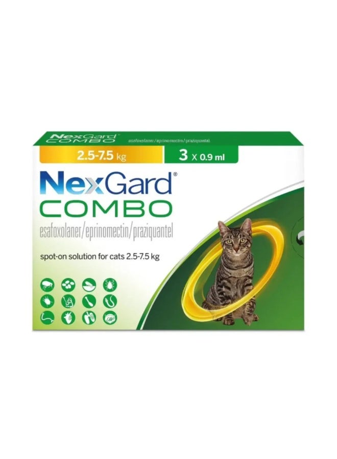 NexGard Combo drops against fleas ticks and helminths for cats (3 pipette) 2.5-7.5 kg