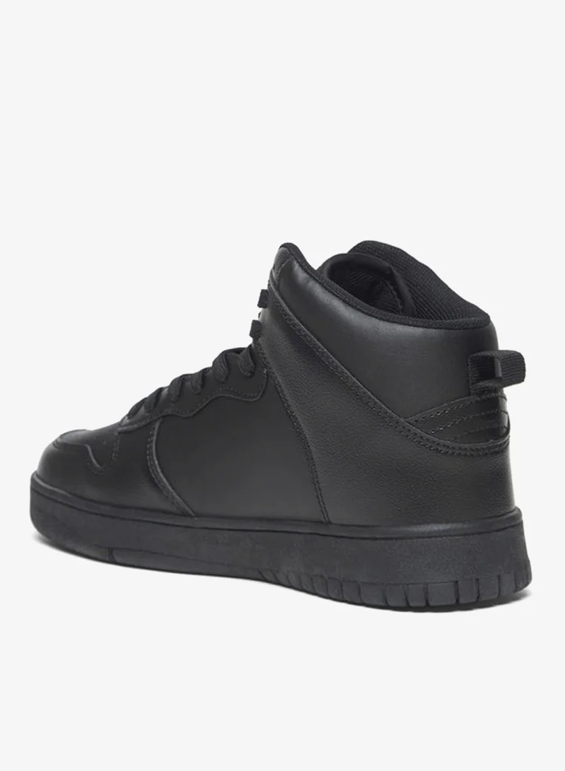 Oaklan By Shoexpress BLACK Women's Solid High Top Sneakers with Lace-Up Closure for Women | Best Price UAE